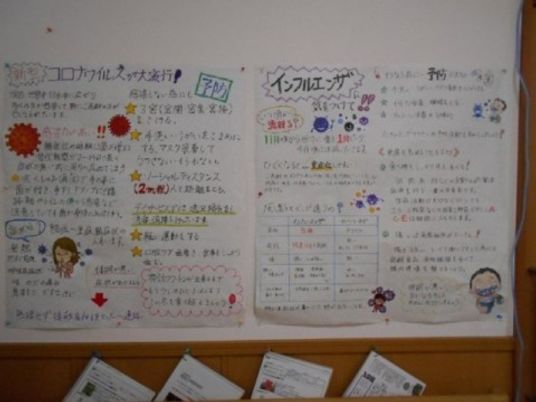掲示物のある壁  