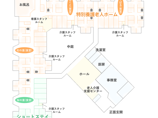 広々としたロビースペース ロビー 開放的なロビースペースは、皆様の交流の場としてご利用いただけます。ゆったりとした時間をお過ごしいただける環境です。