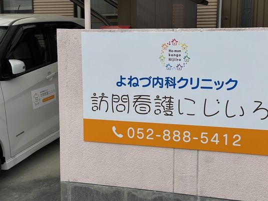 訪問看護の看板と車外観  