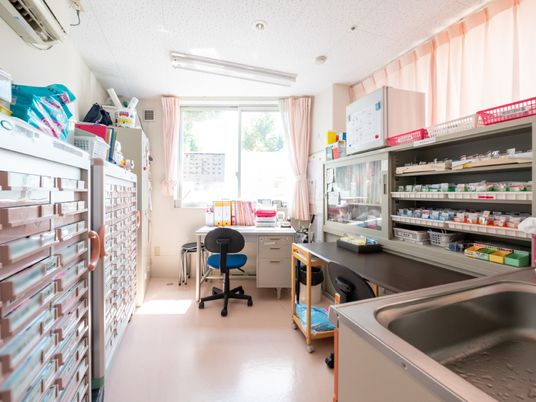 薬品整理された薬局室