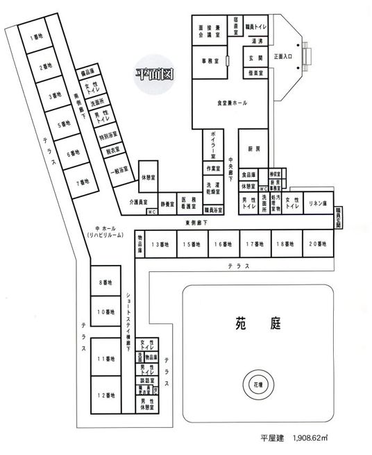 広々とした施設の平面図