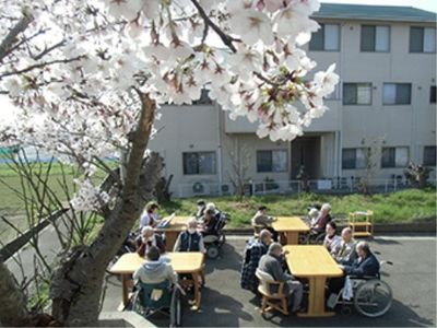 桜木で団らんする様子
