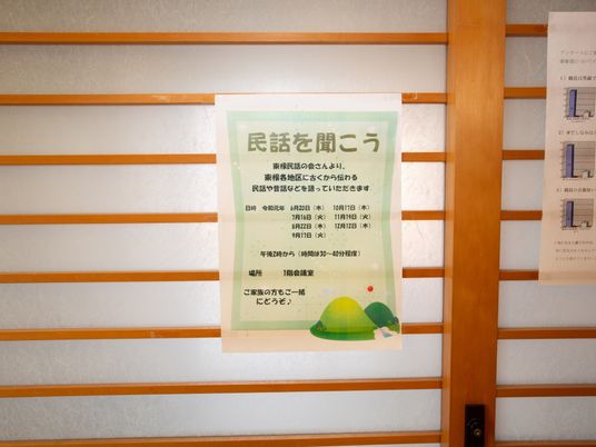 掲示物が貼られた壁