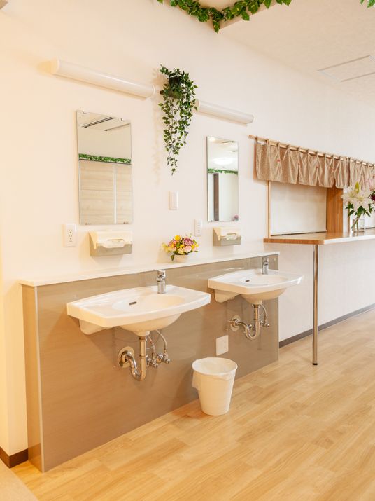 清潔な洗面台とミラー