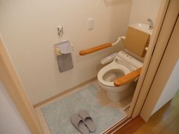 手すり付きの清潔なトイレ