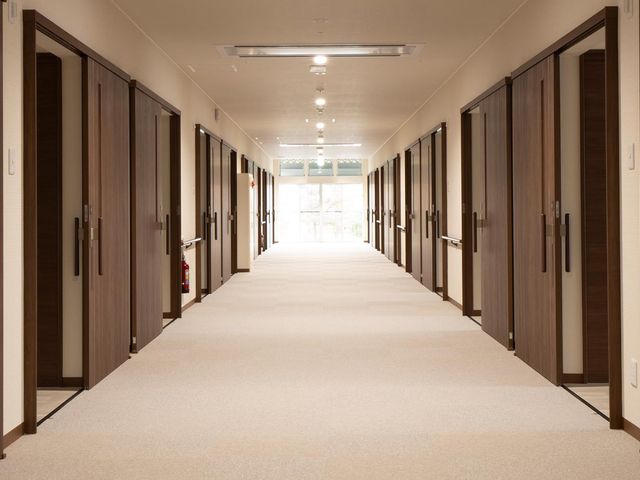 長い廊下 廊下 陽光が入り込む長い廊下です。落ち着いた雰囲気で働きやすい環境が整っています。