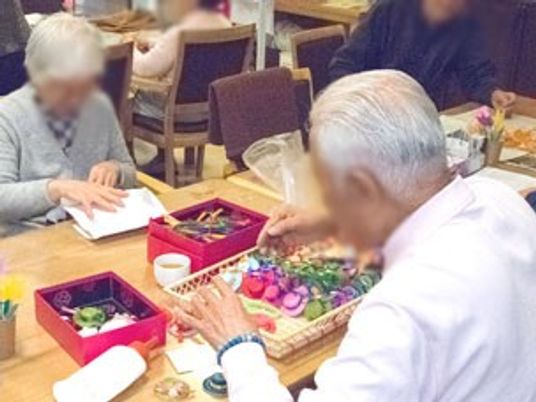 手作り品を制作中のスペース