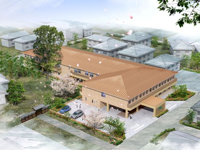 桜のある建物外観 外観 自然豊かな環境に囲まれた施設には、四季折々の風景が楽しめる桜の木があります。