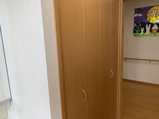 収納ドアと絵画の廊下