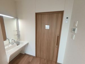 洗面台とドアの洋室
