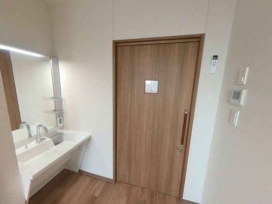 洗面台とドアの洋室