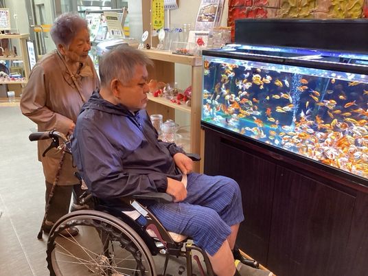 金魚を見つめる人々のラウンジ
