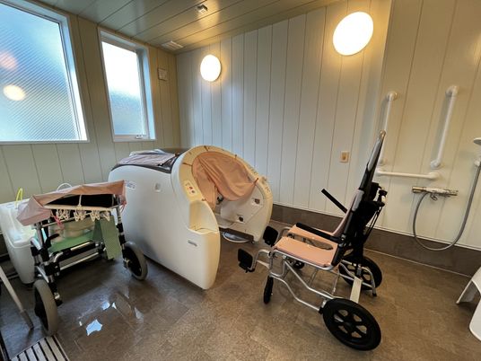 設備と車椅子の部屋