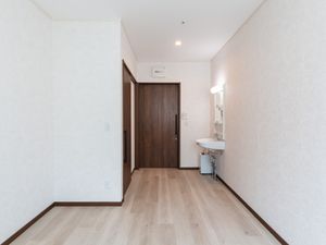 居室の洗面台と入口