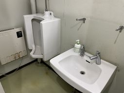 清潔な洗面台とトイレ