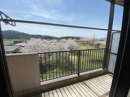 明るい春の景観のバルコニー