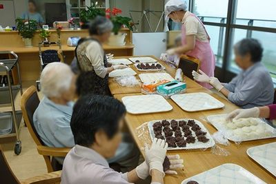 作業中の居室