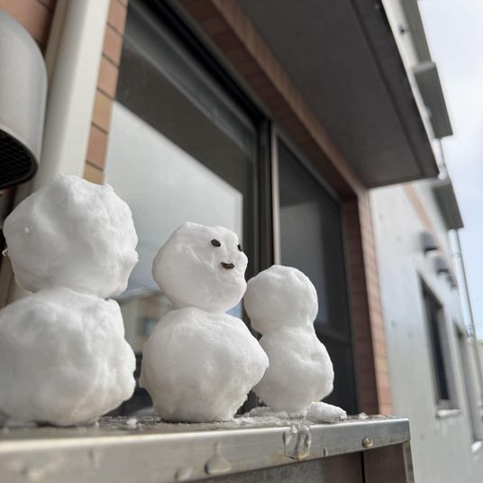 外に置かれた雪だるま