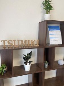 観葉植物の置かれた棚