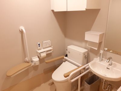 手すり設置のトイレ内観