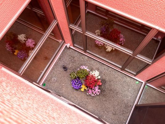 花壇のある中庭
