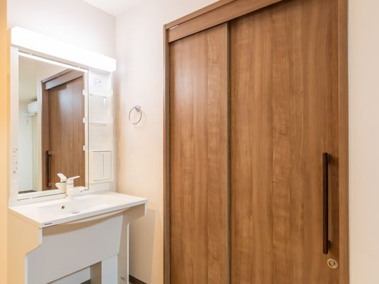 居室の洗面台と扉