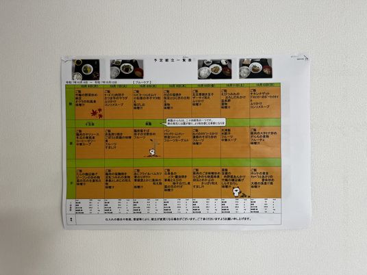 食事メニュー掲示物