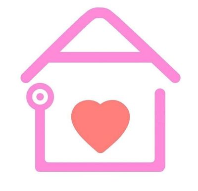 ピンクのハートと家のアイコン