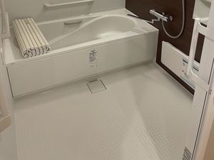 手すり付き浴槽の浴室  