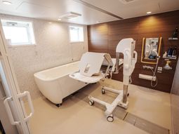 手すり付き清潔な浴室