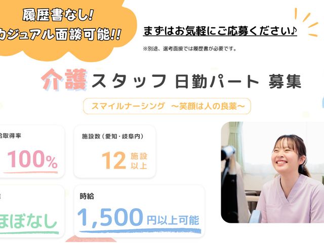 スタッフ募集中の掲示物 掲示物 履歴書不要でカジュアル面談可能ですので、気軽にご応募ください。多様な働き方が魅力です。