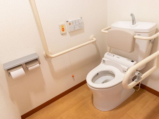 手すり付きの設備トイレ  