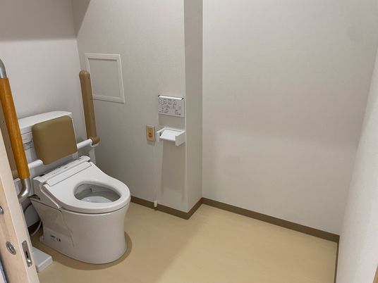 手すり付きの洋式トイレ