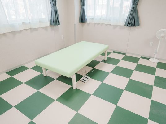 緑のマットがある部屋