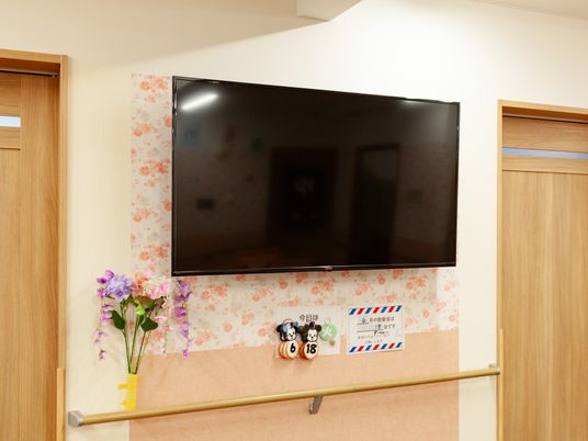 テレビが設置された壁