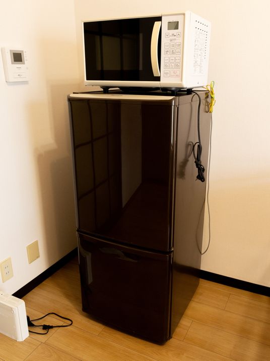 個室の冷蔵庫と電子レンジ