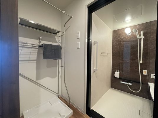 落ち着いた色調の浴室