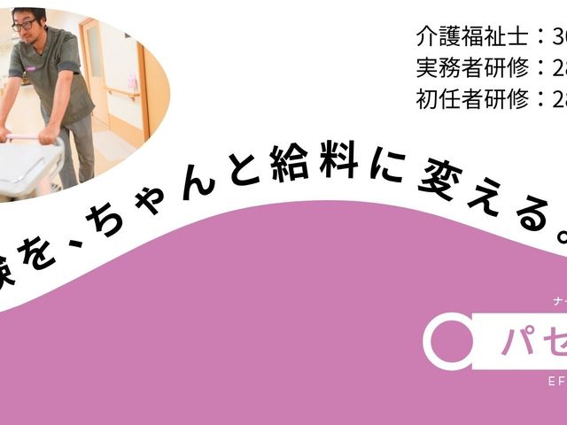 廊下で台車を押す男性職員 廊下   明るい廊下で、男性職員が台車を押して移動しています。手すりがあり、動線を確保しやすい雰囲気です。
