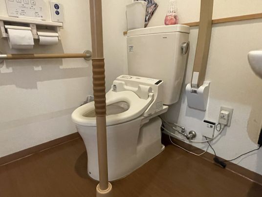 手すり付きの清潔な空間トイレ