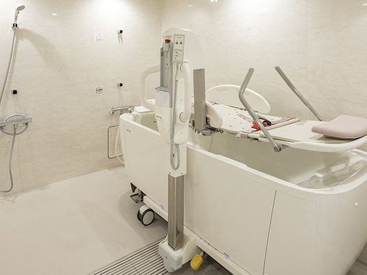 浴槽と介助機器の浴室  