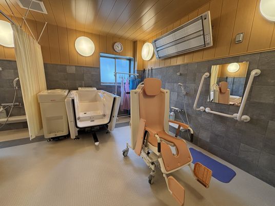 落ち着いた色調の浴室
