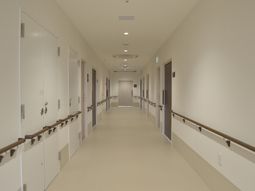 手すり付きの長い廊下