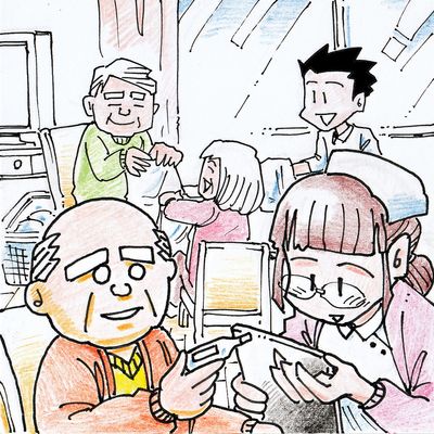 賑わう共有スペース