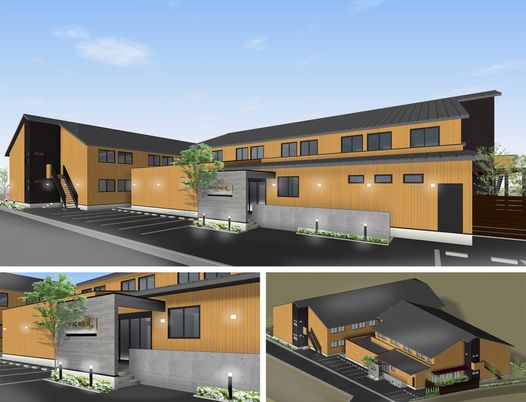 駐車場のある建物外観