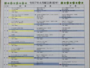献立表の一覧