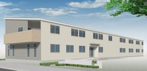 木々のある建物外観