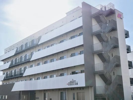 外観と非常階段の建物  