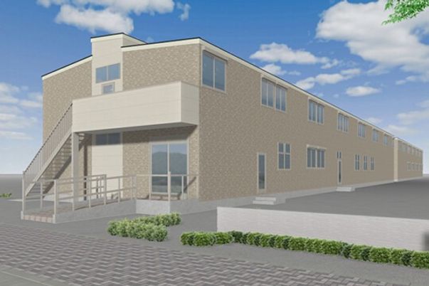 ベージュの建物外観