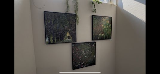 自然光と絵画の壁