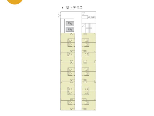 5階間取り図 内観 5階の詳細なレイアウト図です。エレベーターを含む各部屋の位置がわかりやすく配置されています。